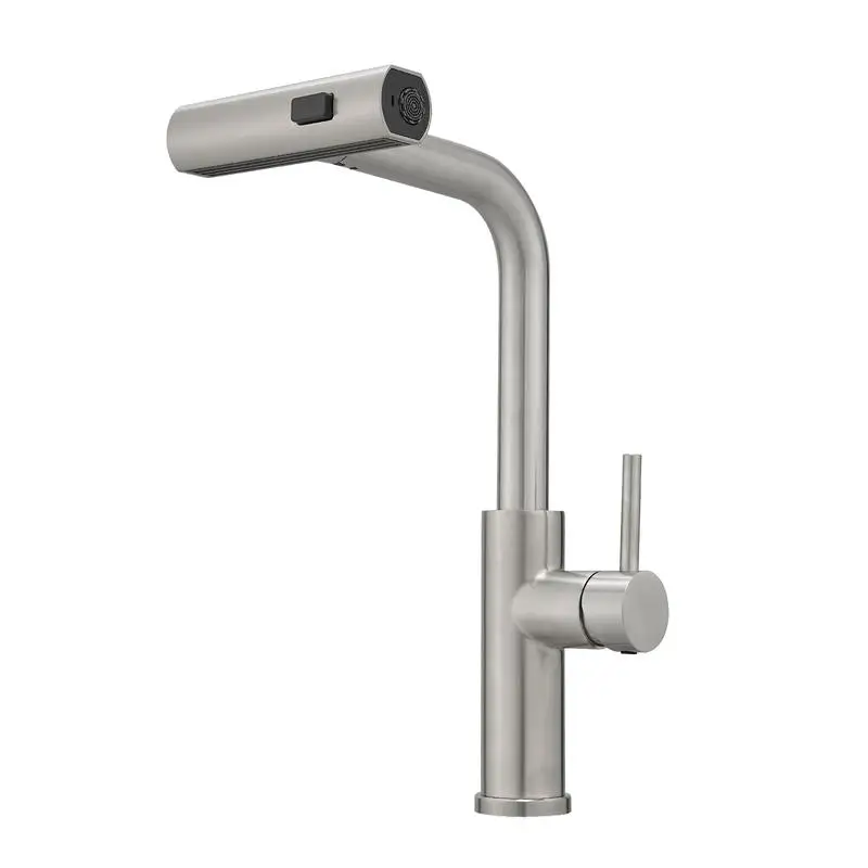 

Brushed Nickel Kitchen Faucet with Pull-Out Sprayer, Single Hole Bar Faucet for Easy Use
