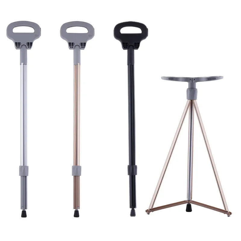 

New Multifunction Trekking Poles Portable Folding Cane Vibration Massage Mobile Power Crutch