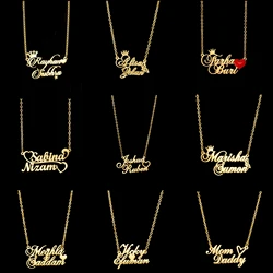 Personalized Crown Double Names Necklace for Women Fine High-End Stainless Steel Jewelry Customized Pendant Necklace Party Gift