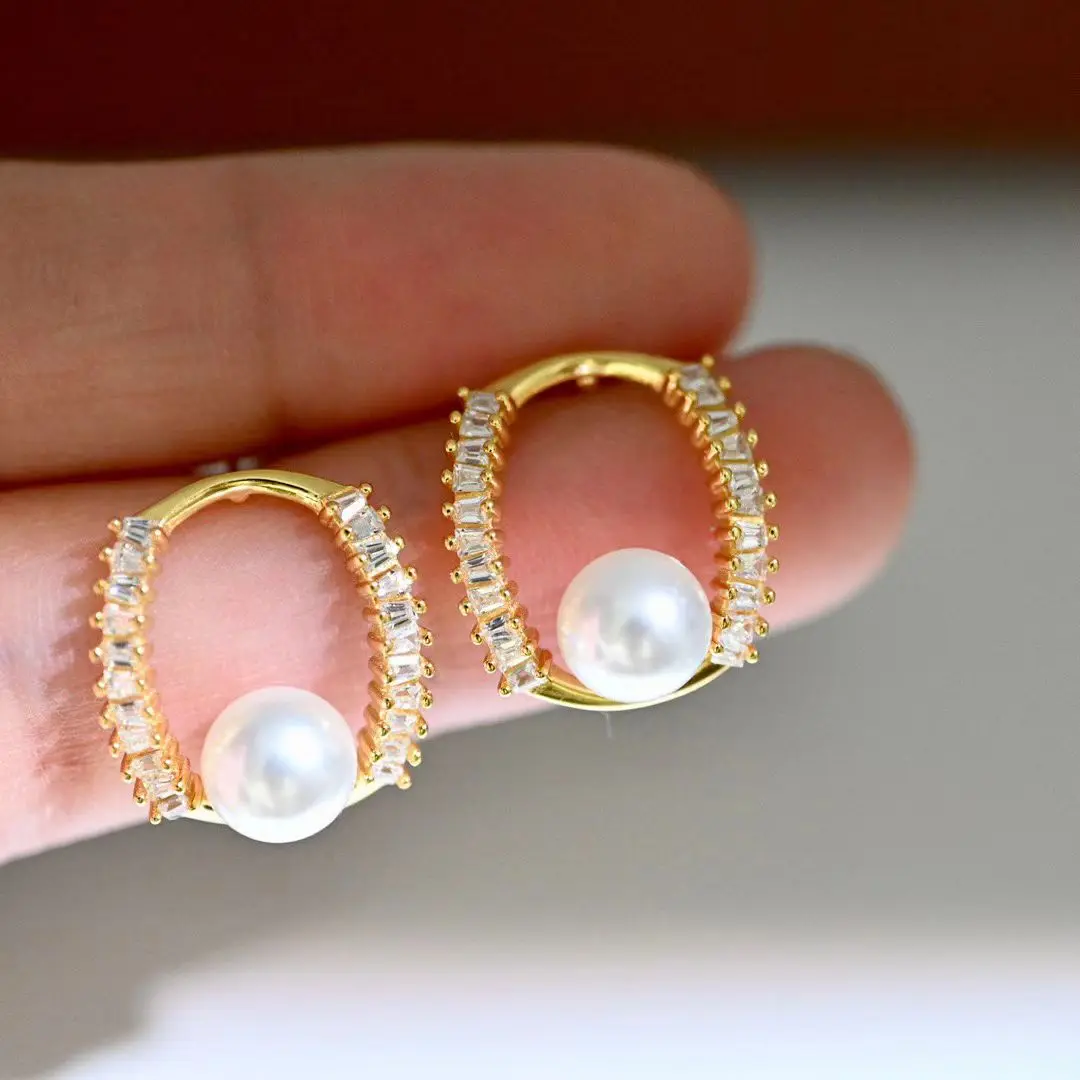 

Wholesale S925 Sterling Silver Earrings Mount Findings Settings Base Mounting Parts Accessory for 6-7mm Pearls 5 pairs/lot