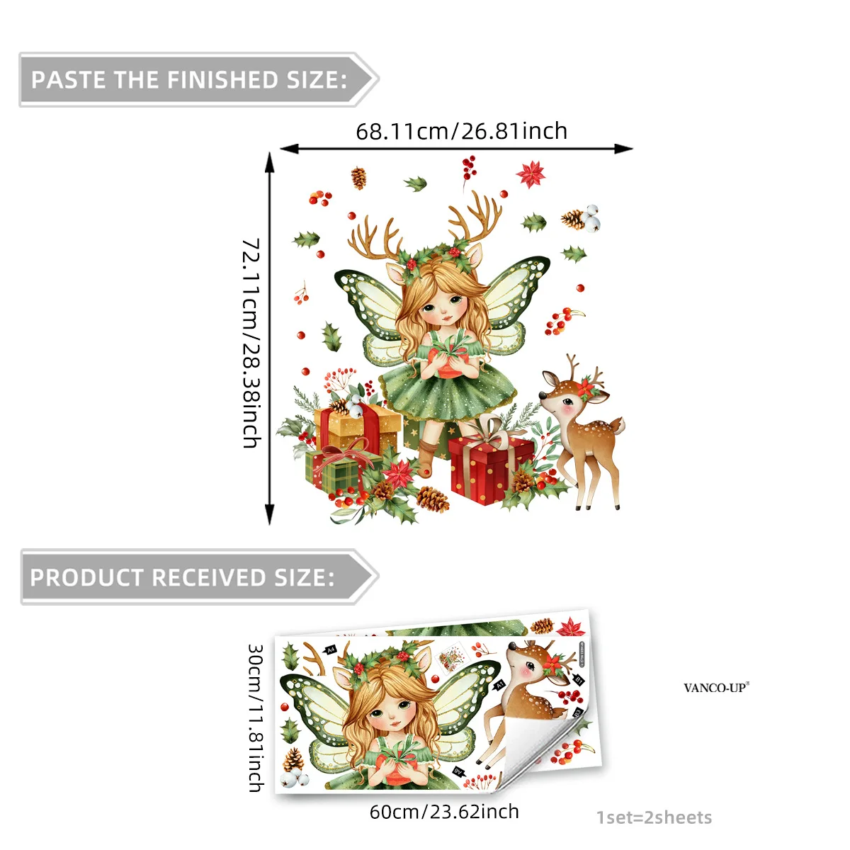 Christmas Gift Box Wall Decals - Removable Reindeer Stickers for Festive Home & Shop Decor