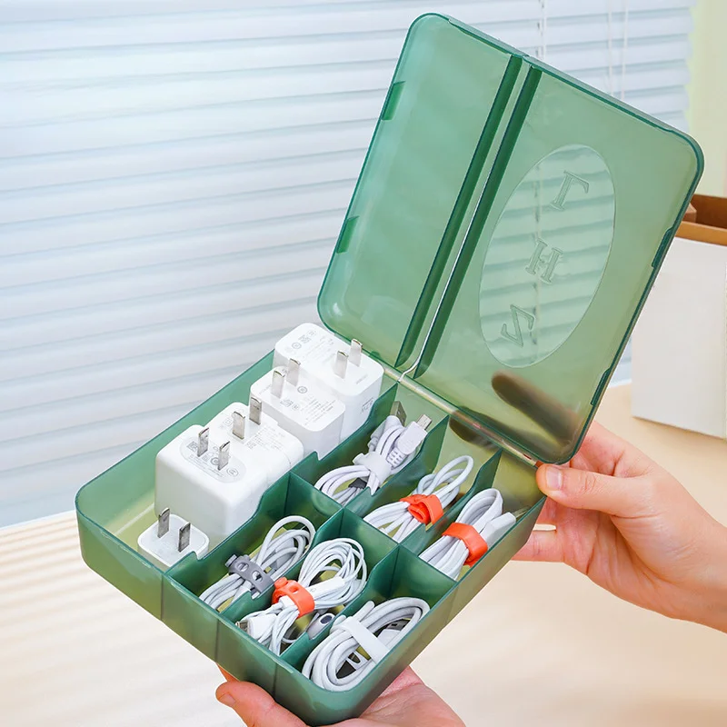Set of 10 Cable Organizers in Silica, Perfect for Data Line Cable, Earphone and Electrical Wires, Features 3 Slot Cord Winder.