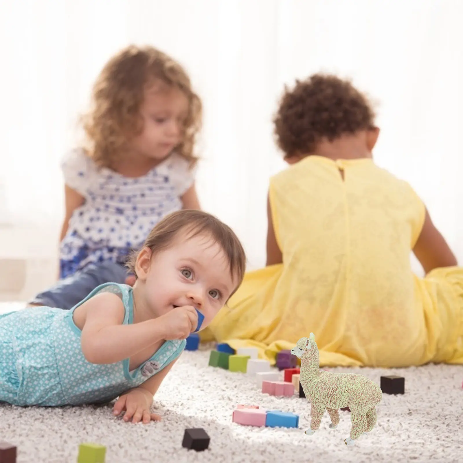 

Настольная фигурка альпаки: реалистичная пластиковая модель дикого животного для детской комнаты, дома, яслей, развивающая, яркая