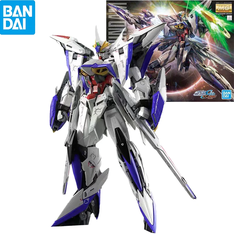 Bandai Original MG 1/100 PB Gundam ECLIPSE GUNDAM+RAIJIN STRIKER Action Figure Assembly Robot Collection Toys Gifts Collectibles