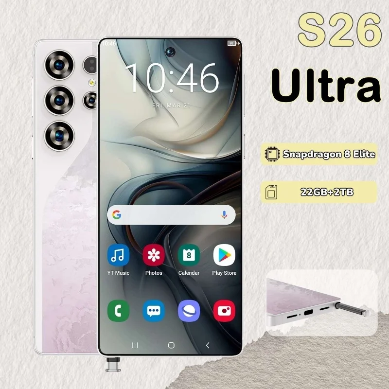 

HOT 2025 new S26 Ultra original intelligent 5G dual card dual standby Android 15 system global version phones 8000mAh battery 22