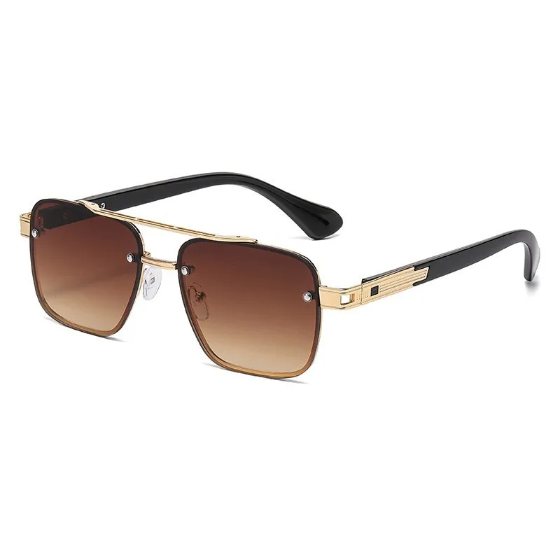 2026 Hot Double Beam Square Sunglasses Personalized Simple Half Frame Aviator Fashion Sunglasses for Men and Women
