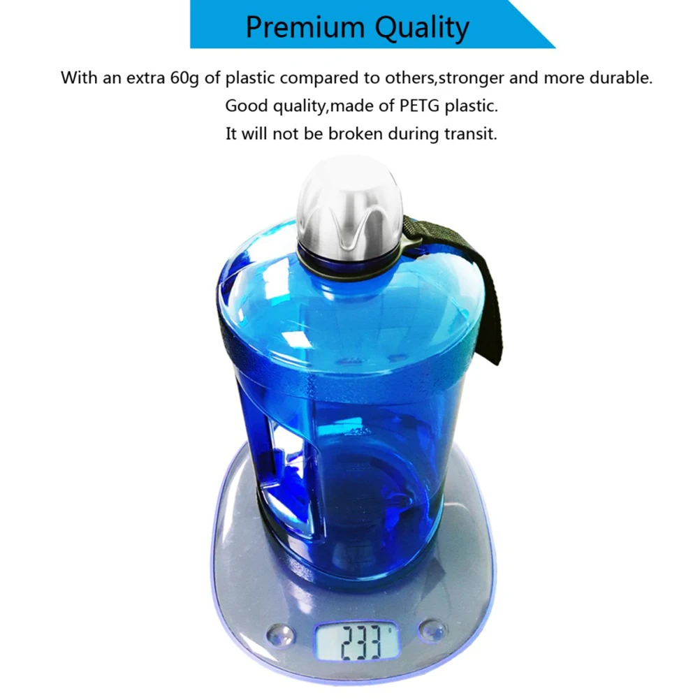 

PETG Water Bottle 2 2L Large Capacity Gym Sports Blue Portable Eco Bottle Hydrate Travel Home Office Clean Stain
