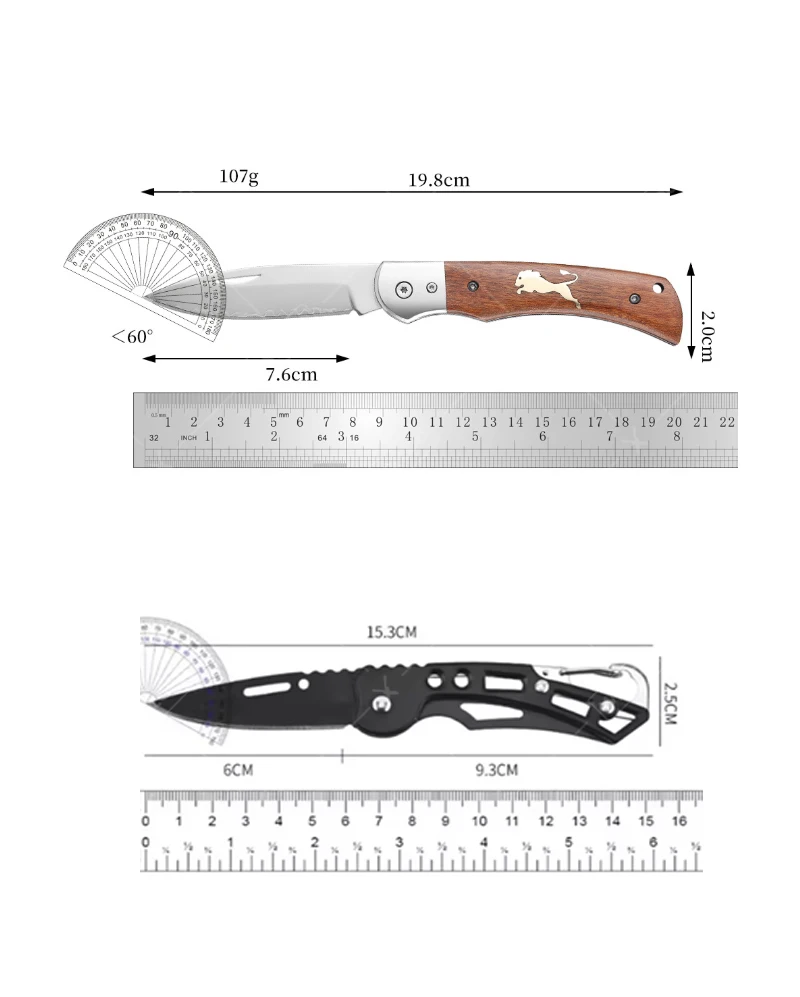 WXCOO High-carbon Steel Kitchen Knife Sharp Folding Paring Knife Wooden Handle Multipurpose Fruit Knife for Cut Meat Slicing