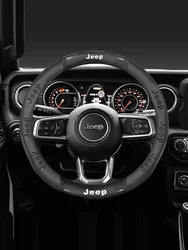 Car Steering Wheel Cover For Jeep Grand Cherokee XJ SRT Renegade Compass Wrangler JK TJ Patriot  Trail Hawk Auto Accessories