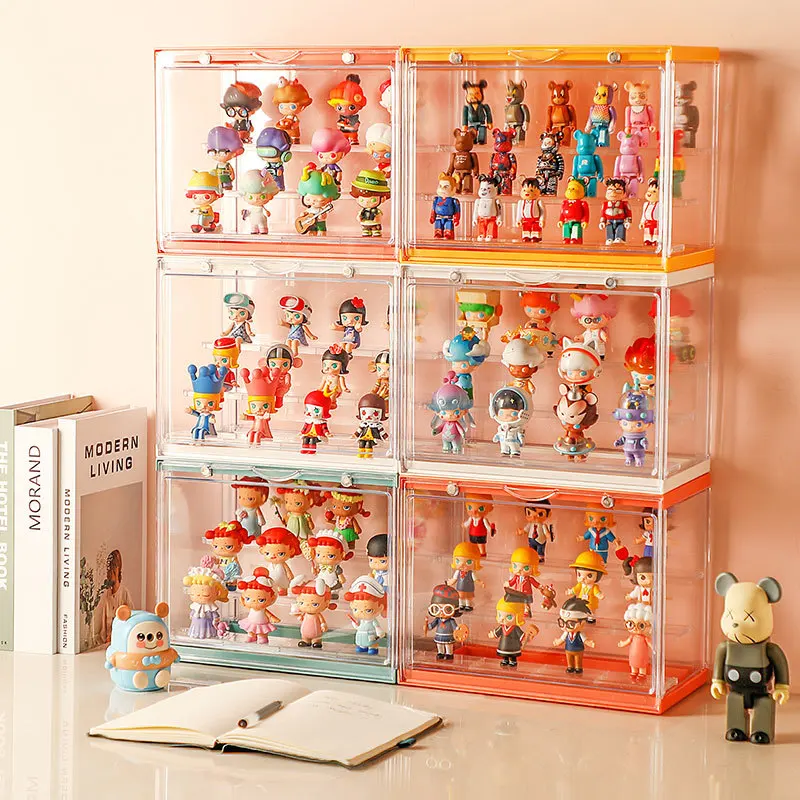 For POP MART Display Storage Box Acrylic Figure Display Stand Dust-proof Doll Toy Transparent Magnetic Display Box