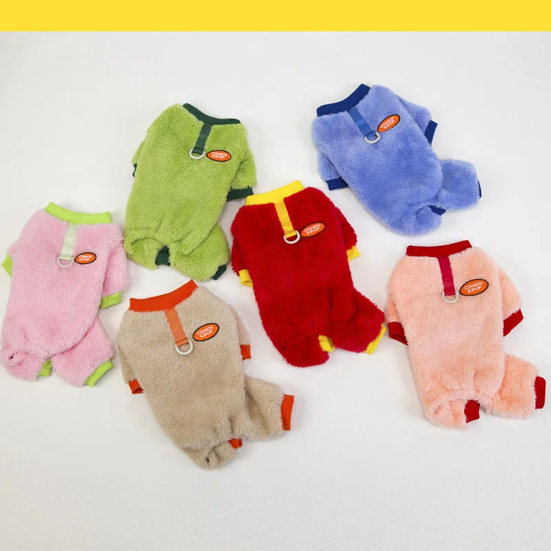 

6-Color Dog Clothes Winter Plush Costume For Dog Warm Pajamas Overalls For Small Medium Dogs Dachshund Pug Dog Jumpsuit Bodysuit