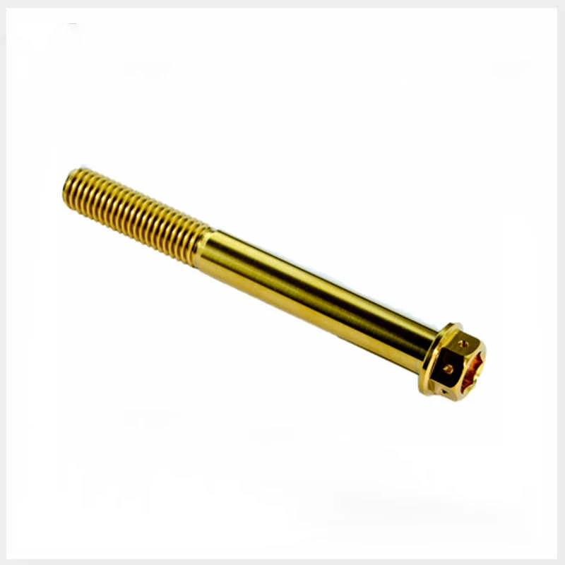 Golden Titanium Alloy Flange Head Screw M8/M10×15 20 25 30 35 40-90mm Hexagon Head  Hollow Motorcycle Modification Bolt Fastener