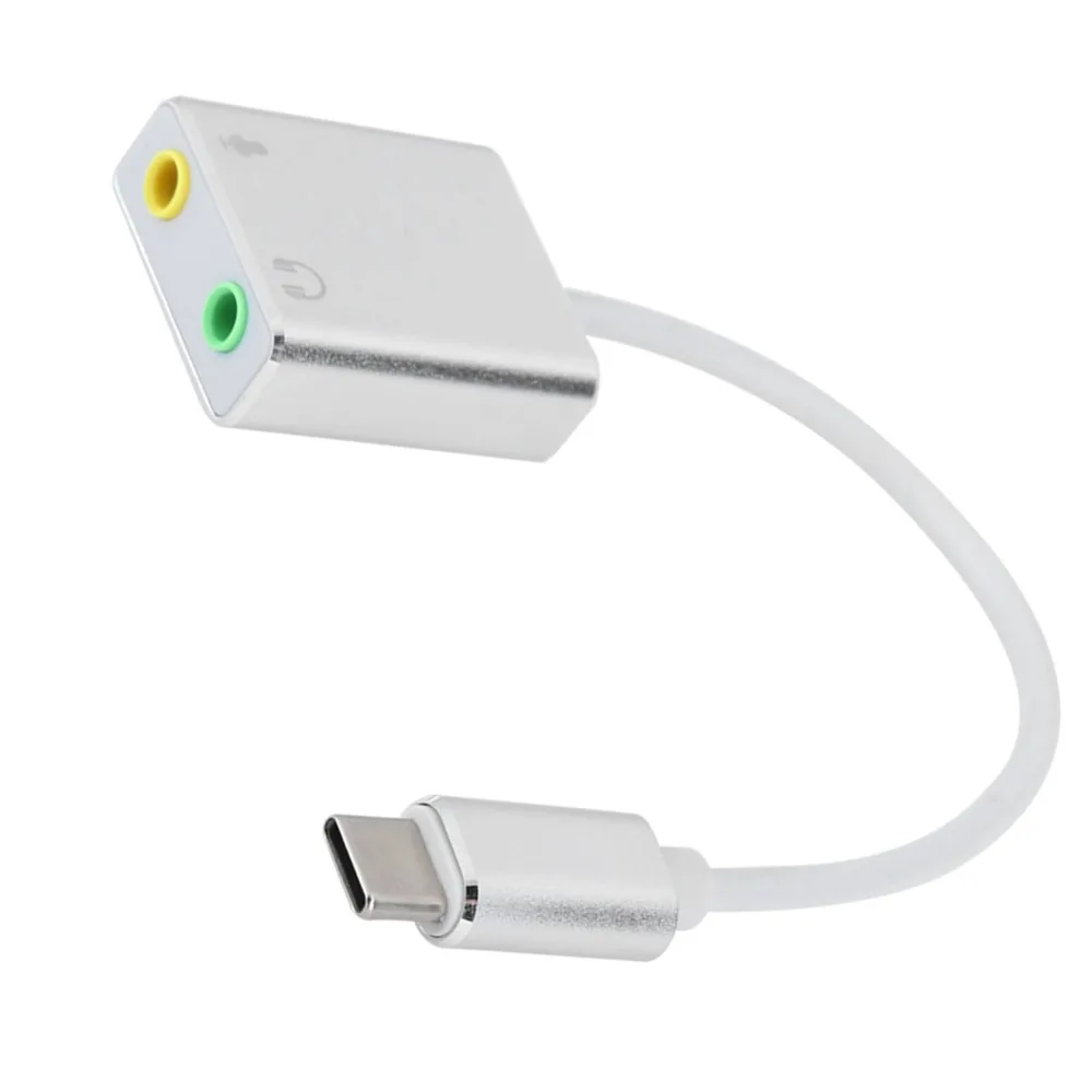 7.1 Channel USB Sound Card 3.5mm Female Aluminum Alloy Type-C to 3.5mm Audio Adapter No Drive Plug and Play
