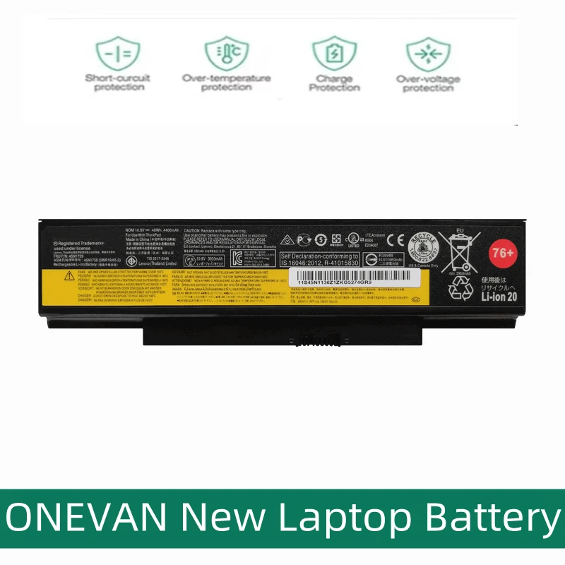 ONEVAN-بطارية كمبيوتر محمول لينوفو ، ثينك باد E550 ، E550C ، E560 ، E565C ، 45N1759 ، 45N1758 ، 45N1760 ، 45N1761 ، 45N1762 ، 45N17 ، 48Wh ، 76 Plus ، جديد