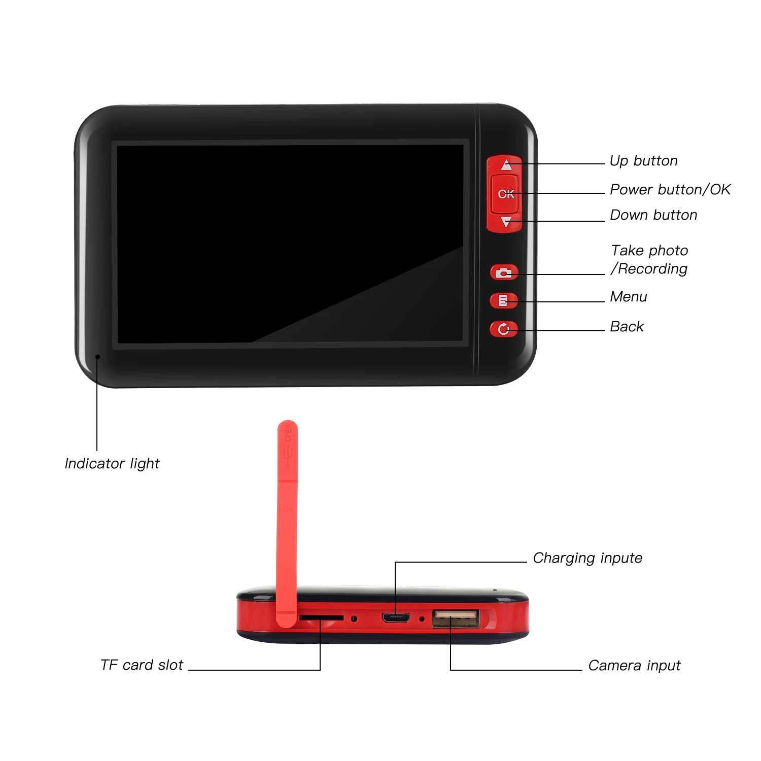 4.3inch Industrial Endoscope Camera  HD Screen IP67 Waterproof Lens Inspection Borescope for Car Engine Sewer