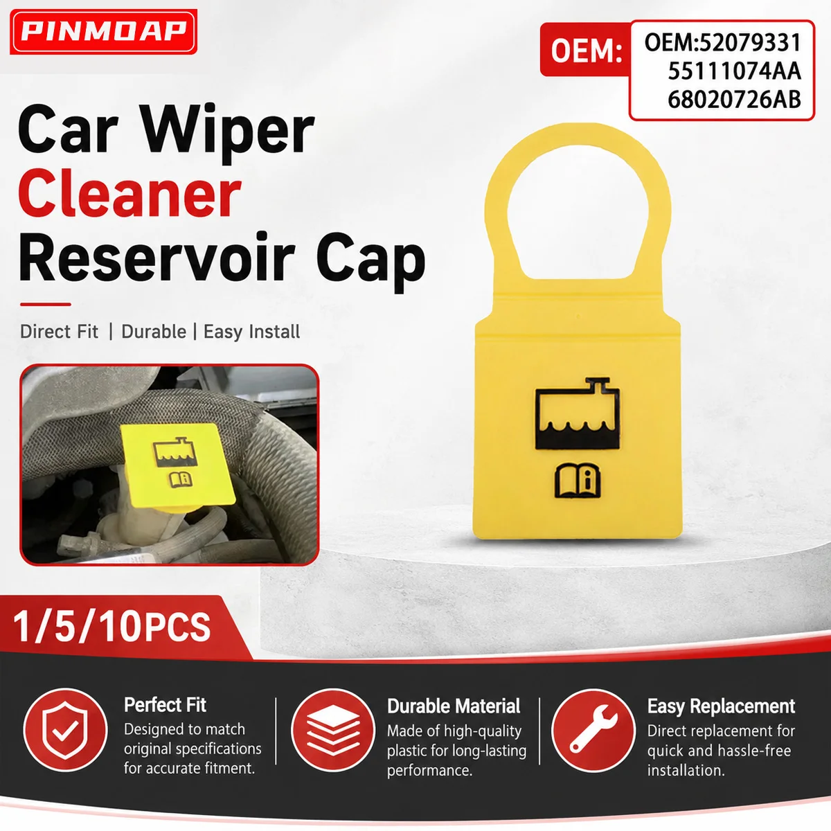 PINMOAP Car Wiper Cleaning Fluid Tank Cover Is Suitable For Jeep Grand Cherokee Liberty Compass Dodge RAM 1500 Chrysler 52079331