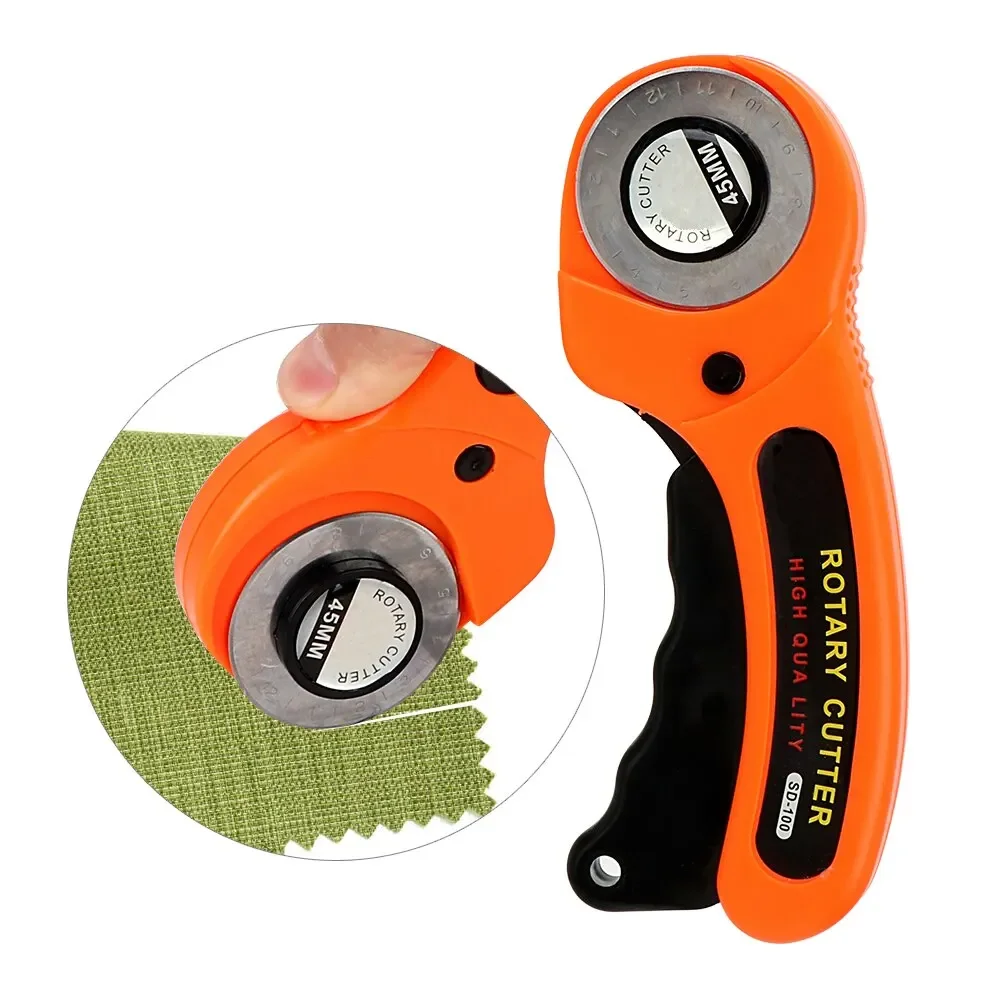 New 45mm Rotary Paper Hardware Fabric Cutting Knife Roller Wheel Round Quilting Sewing Tools for Clothing Hand Scratching Pad