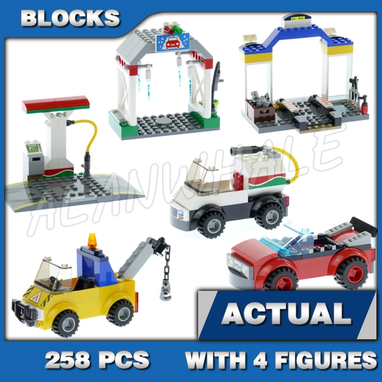 

258pcs City Garage Centre Tow Truck Sports Car Wash Gas Station Pump Tanker 11391 Building Blocks Set Compatible with Model