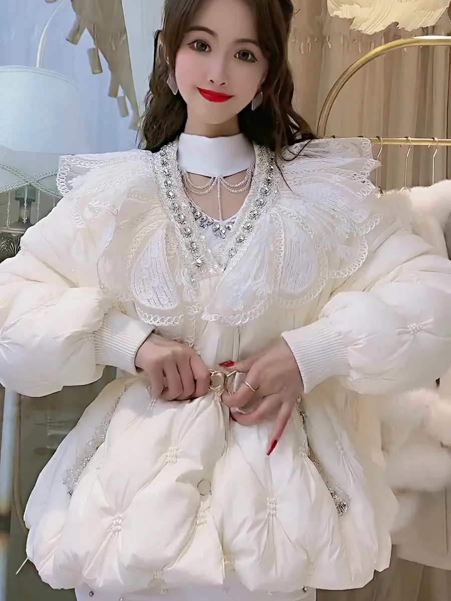 

Женское пуховое хлопковое пальто Ele с поясом, модное, в корейском стиле, с длинными рукавами, V-образным вырезом, цветное