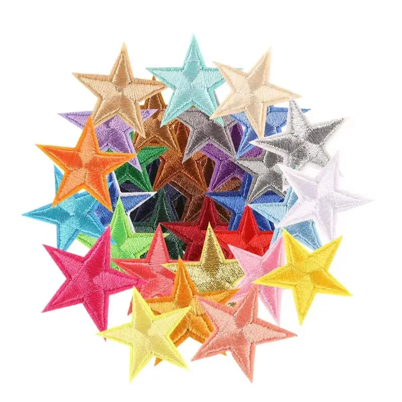 20pcs Five-Pointed Star Patches Lots For Clothing Iron On Random Bulk Thermal Adhesive Embroidery Sew Patches