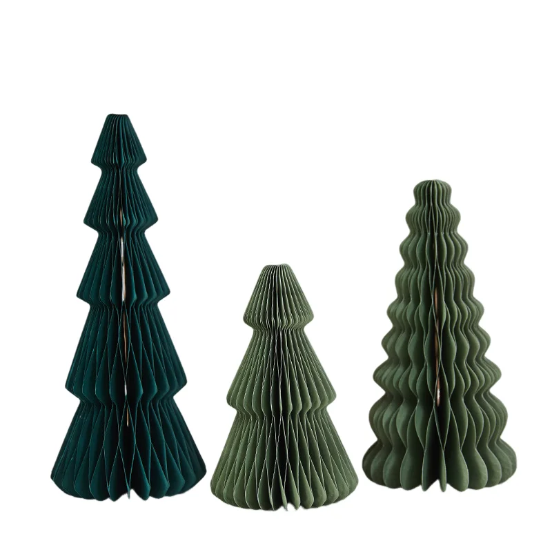 Bild 7: 3 Stücke Origami Weihnachtsbaum Ornament Wabenpapier Weihnachtsbaum Papier Weihnachtsbaum für Zuhause Neujahr Party Dekor