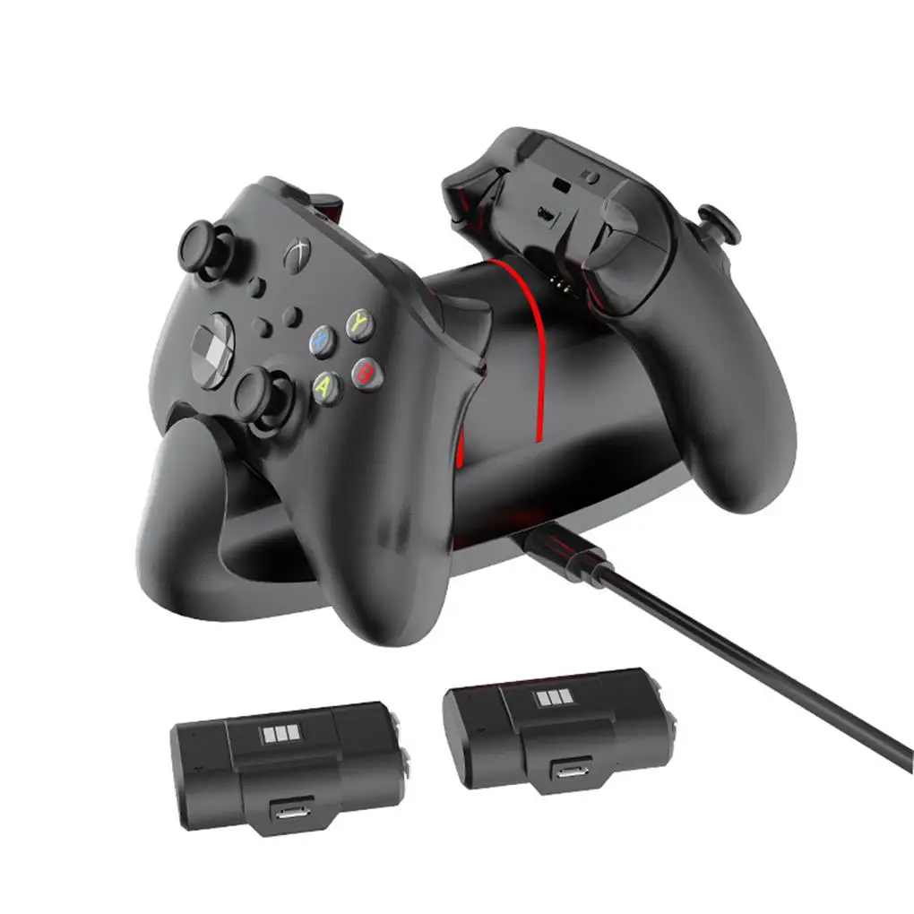 1 zestaw Ładowarka do kontrolera gier ABS Zasilany bateryjnie interfejs USB Szybka transmisja Podwójne gniazdo Gamepad Joystick Stacja ładująca