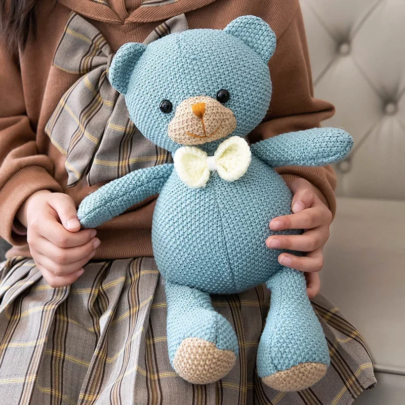 Juguete de peluche de lana de ganchillo, conejo, mono, muñeco de peluche, ayuda para dormir para niños, regalo educativo de cumpleaños, juguete suave