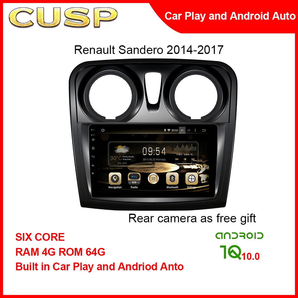 Android GPS Tracker Car For Renault Sandero 2014-2017 9inch RAM 4G ROM 64G For CUSP Pioneer Car Stereo Car Radio MP5 Player