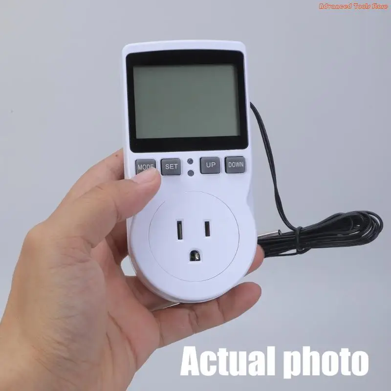 

Intelligent Temperature Control Socket Digital Thermostat Outlet US Plug 15A with Timing for Home and Garden Use W91B