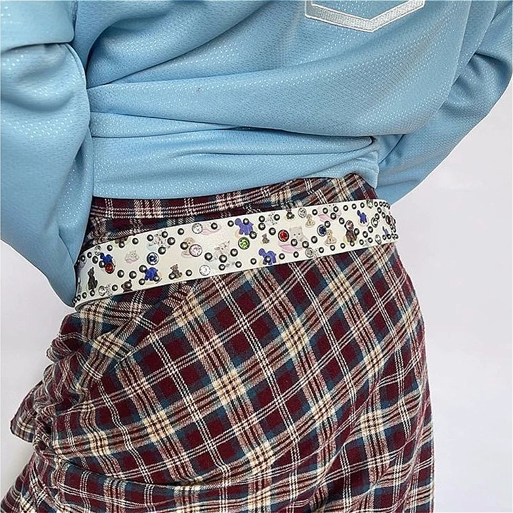 NicheRetro Western style Rivet Belt Versatile and multifunctional Subculture Y2K Harajuku Kitten Jeans Decorative Accessories