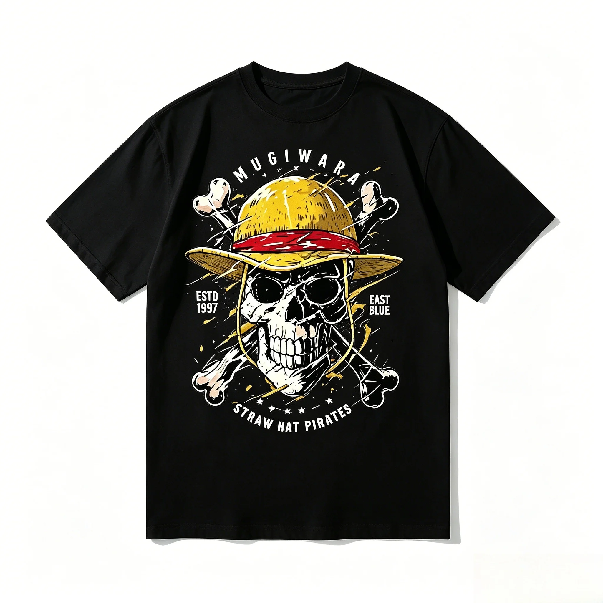 

One Piece Straw Hat Pirates Skull T Shirt MenWomen Unisex Vintage Graphic Tee Anime Casual Streetwear Mugiwara EastBlue 1997 Top