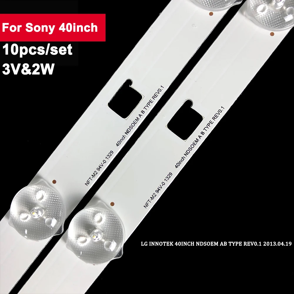 

10Pcs/Set 3V 2W TV LED Strip Lights For Sony 40inch NDSOEM A TYPE REV0.1 2013.04.19 5-Leds Bar Backlight KDL-40R452