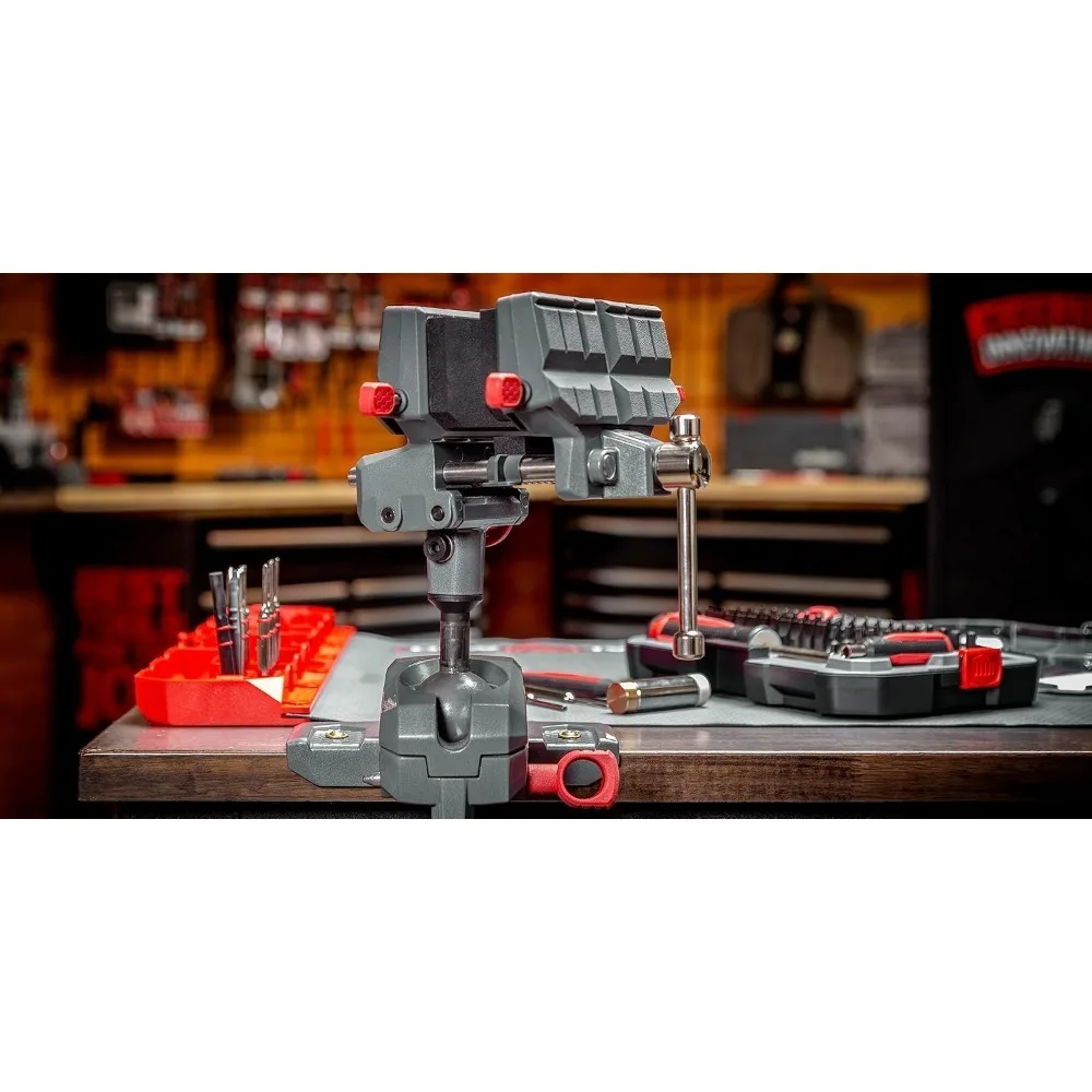 360° Swiveling Bench Vise for Optimal Positioning, Versatile Applications for Cleaning, Maintenance, Woodworking & More High