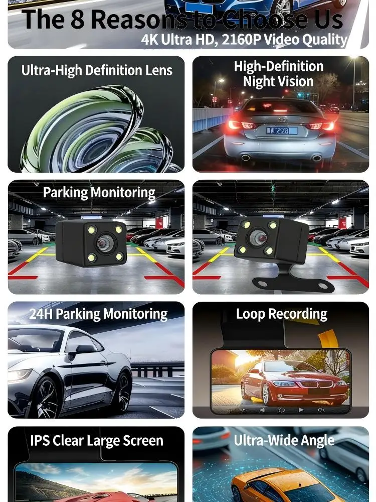 For car Dash Cam Recording Car Camera DVR dual-lens ultra-high-definition Night Vision Video Recorder Support GPS 24H Parking