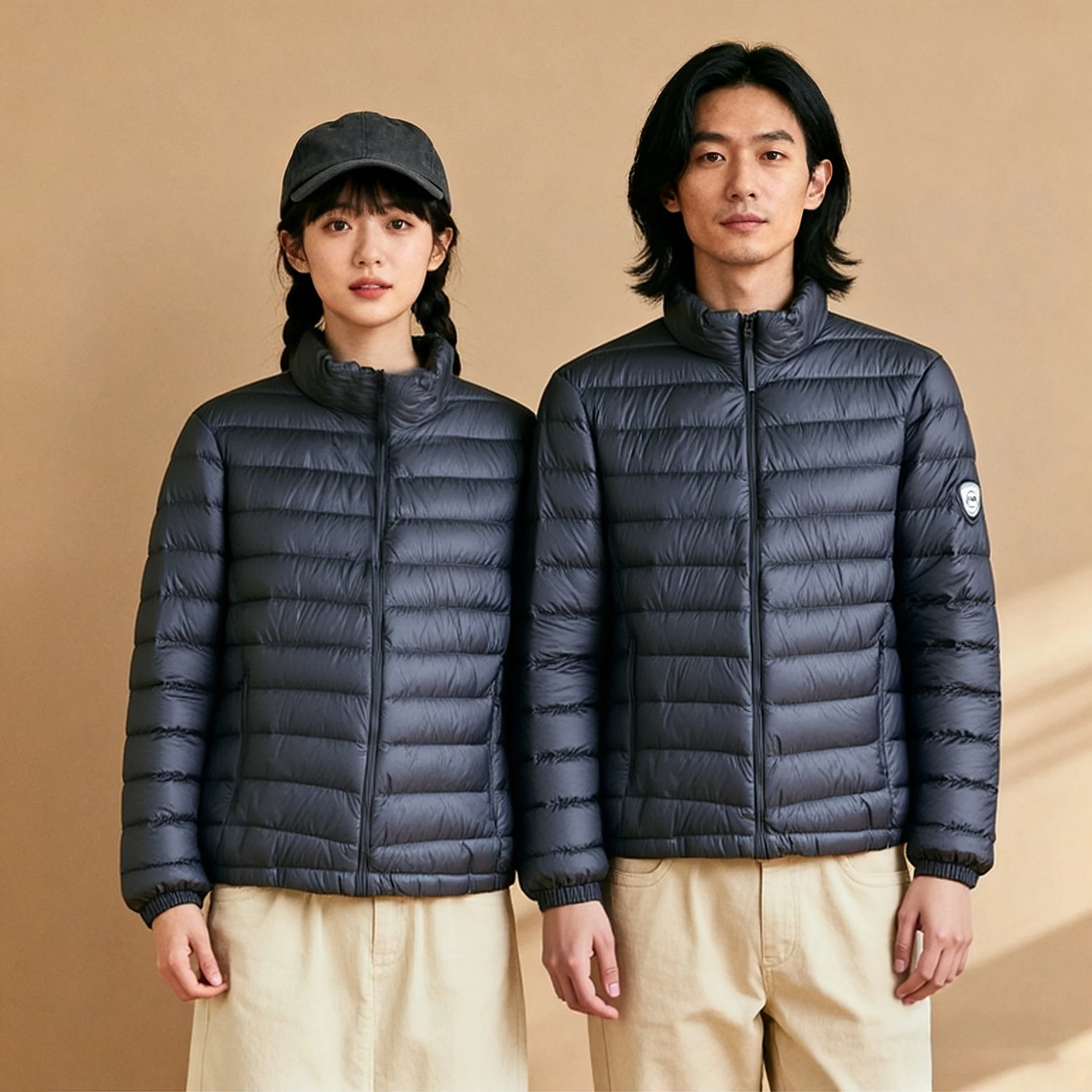 

Модный легкий теплый пуховик с воротником-стойкой для пар, осенне-зимний, современный, длинный, из нейлоновой ткани