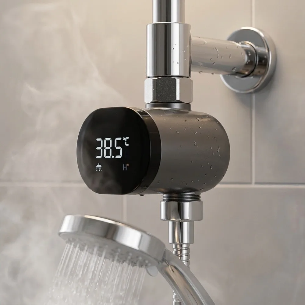 Color Changing for Shower Head Bathtub Black for Shower Thermometer Water Flow Power Generation Color Changing Indicator