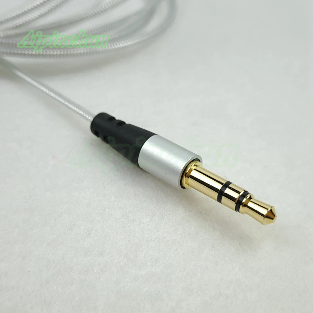 Aipinchun kabel Audio Earphone DIY, kabel Jack tipe jalur 3 tiang 3.5mm, perbaikan, kabel pengganti Warna Perak