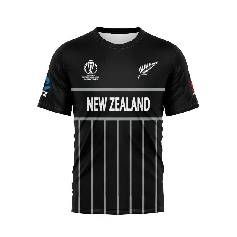 Neues 3D-gedrucktes Neuseeland-Krikettrikot mit kurzen Ärmeln, bequem, schnelltrocknend, geeignet für den Heimgebrauch, mit Y2k-Fan-Geschenken. – Detail 12