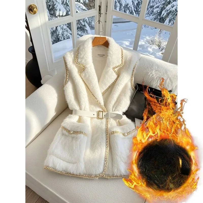 

Новый зимний высококачественный женский жилет в стиле миниатюрных женщин, стильный и модный многослойный толстый белый жилет, комфортное сохраняющее тепло