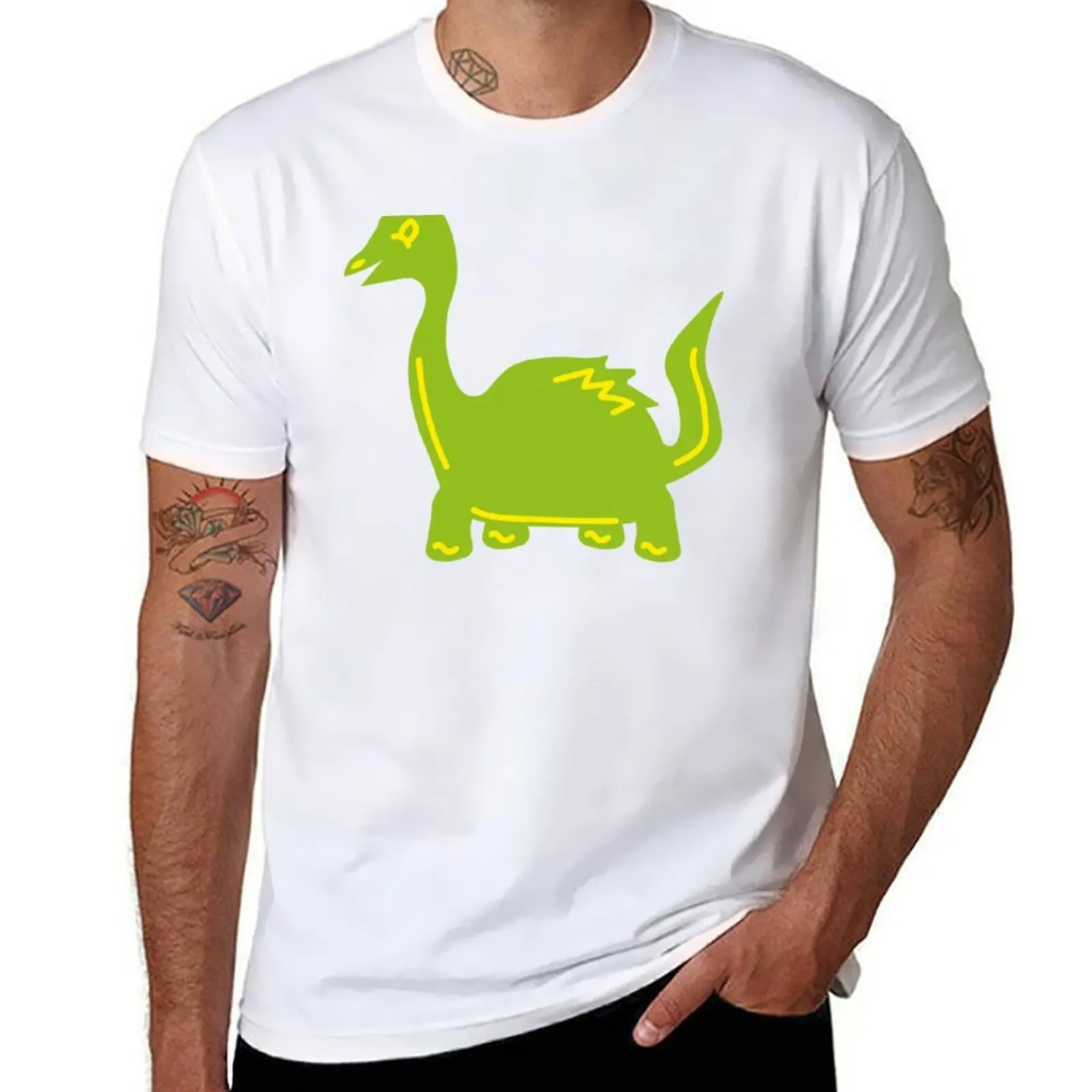 

Baby Dino Green Cartoon Dinosaur T-Shirt t shirt man plain t shirt man casual T-Shirt