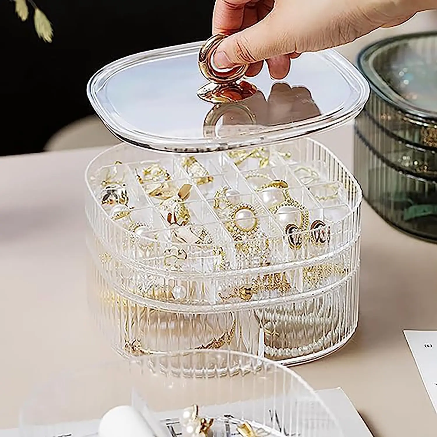 Transparent Storage Box for Storing Ring Earrings Bracelet Necklace Clear Jewelry Organizer 3 Layer Bracelet Tray Jewelry Holder