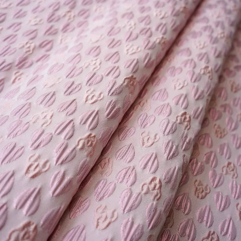 

Heart Embossed Bubble Pink Fabric Spring and Summer Women's Tutu Skirt Dress Sweet Decorative Fabric