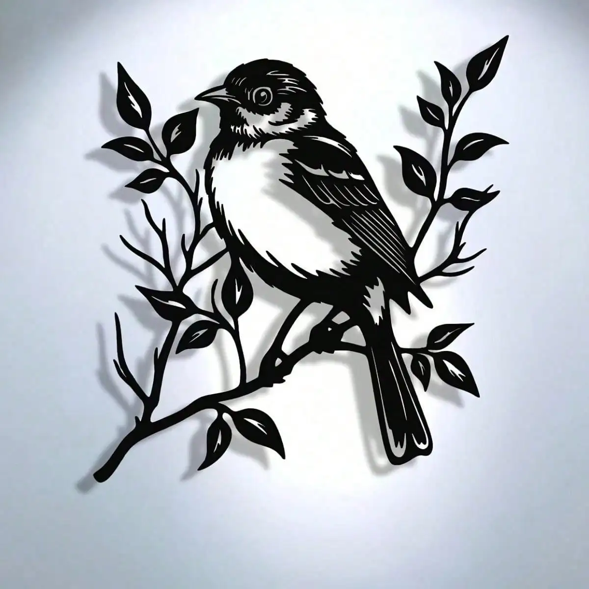 Sparrow Perched Branch Metal Wall Decor Fade Resistant Nature Bedroom Bathroom Rustproof Iron Hanging Unique Home Gift Ornament