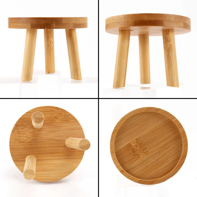 

ABWP-Wooden Plant Stand Flower Pot Base Holder Stool High Stool Balcony Succulent Round Flower Shelf For Indoor Outdoor