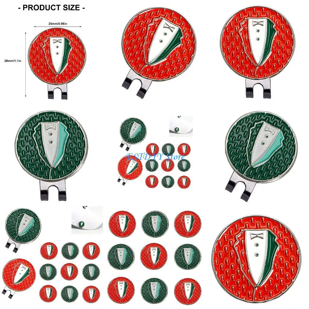 

G6DE Suit Clothing Pattern Golfball Markers Hat Clips Golfs Caps Clips