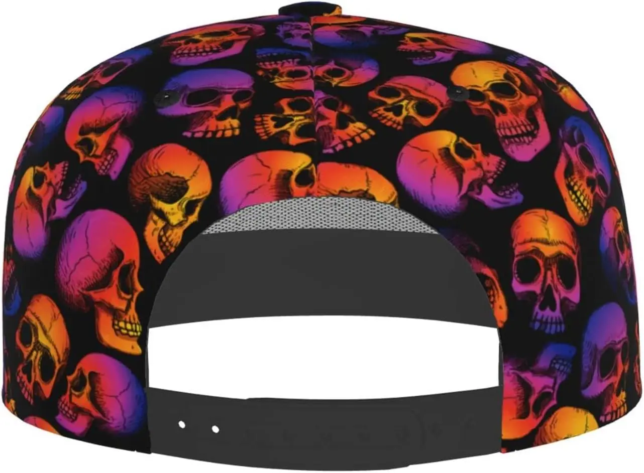 Scary Skull Snapback Hat for Men Women,Hip Hop Style Fashion Baseball Cap Teens Adjustable Flat Bill Hats