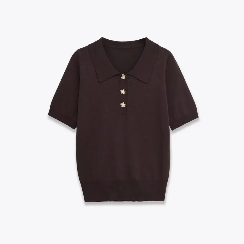 Damska dzianinowa bluzka typu ort Sve, nowość na jesień 2025, moda europejska, regularny krój, dopasowana do ciała, wkładana przez głowę.