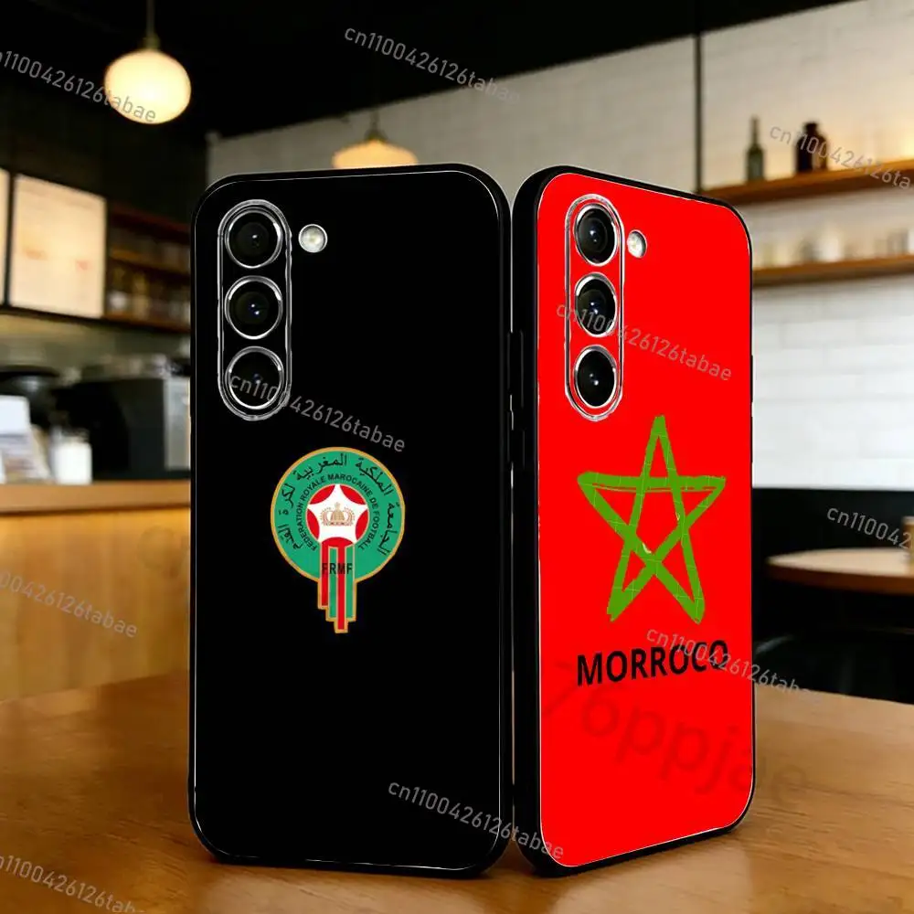 Cool Morocco Flag Phone Case For Samsung S20,21,22,23,24,25,26 plus,ultra Lite Black Silicone Cover