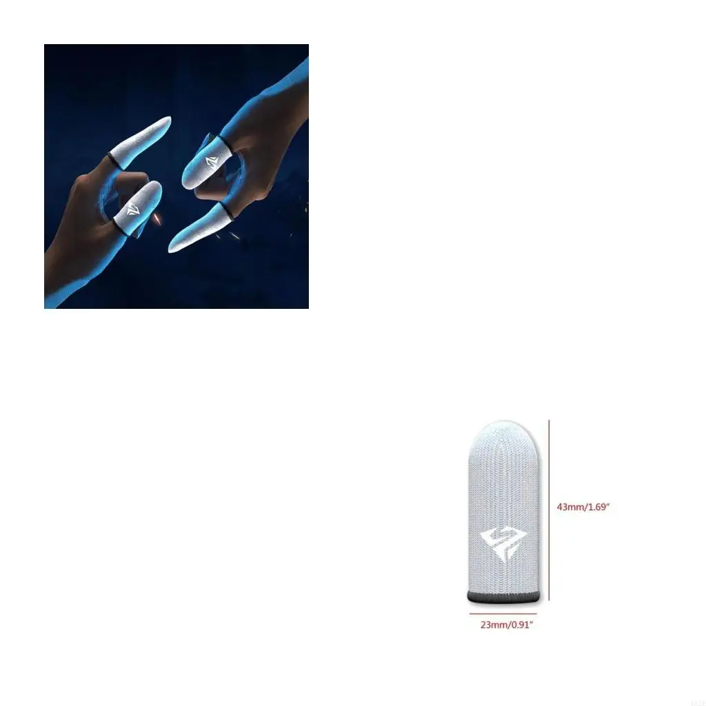 462E 1Pair Mobile Gaming Finger Sleeves Touchscreen Finger Cover Anti-Sweat Breathable Finger Sleeve with Metal Storage Case