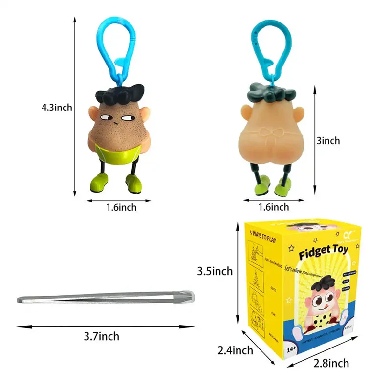 Novelty Plucking Blackhead Fidget Toys Cartoon Pulling Hair Beard Skin Picking Keychain Pimple Anti Stress for Kids Adults Gifts